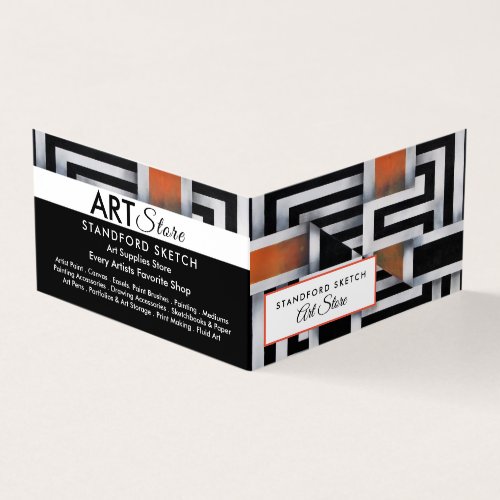 Trippy Maze Pattern Art Supplies Store Detailed Business Card