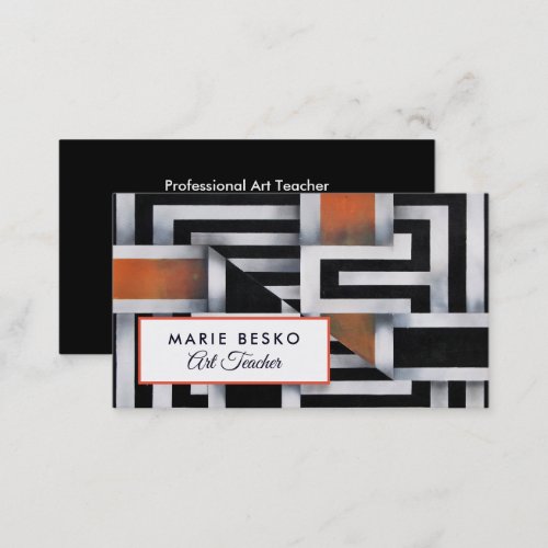 Trippy Maze Pattern Art Teacher Business Card