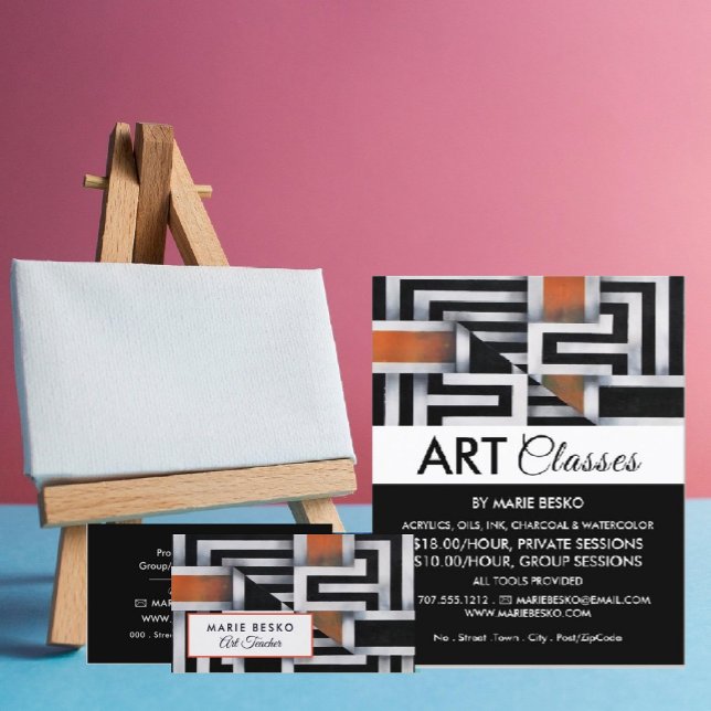 Trippy Maze Pattern, Art Teacher Business Card (Creator Uploaded)