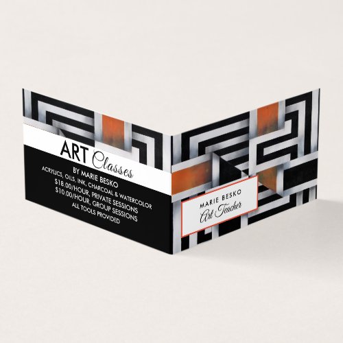 Trippy Maze Pattern Art Teacher Detailed Business Card