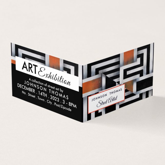 Trippy Maze Pattern, Artist Exhibition, Detailed Business Card (Outside)
