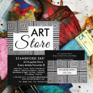 Trippy Maze Squares, Art Supplies Store Business Card