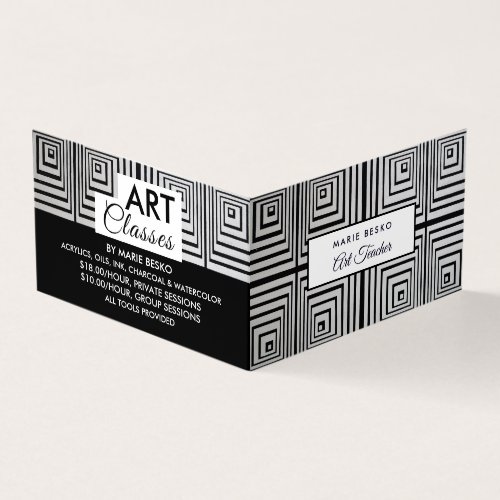 Trippy Maze Squares Art Teacher Detailed Business Card