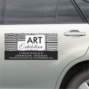 Trippy Maze Squares, Artist Exhibition Car Magnet