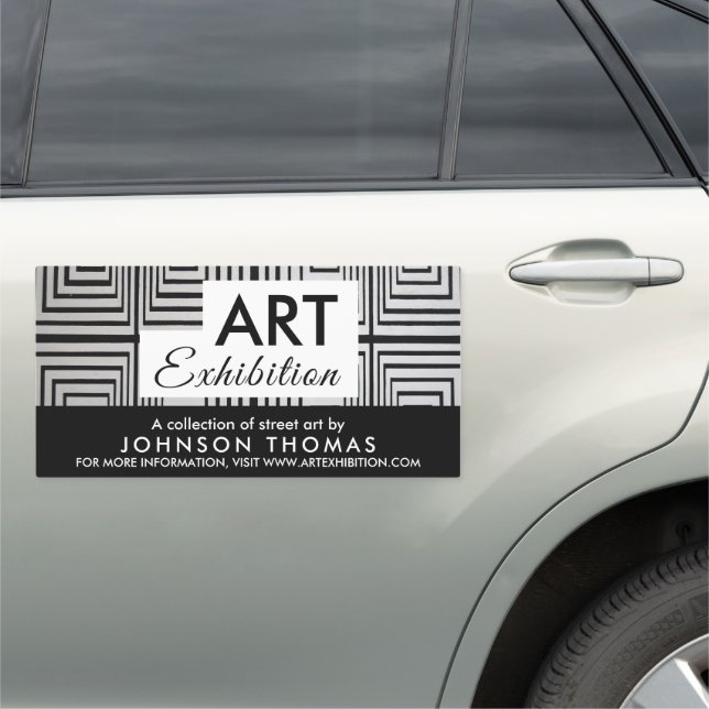 Trippy Maze Squares, Artist Exhibition Car Magnet (In Situ)