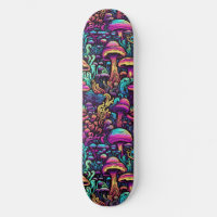 Trippy Mushroom Art Painting Skateboard