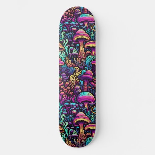 Trippy Mushroom Art Painting Skateboard