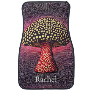 Trippy Mushroom Custom Name Car Floor Mat