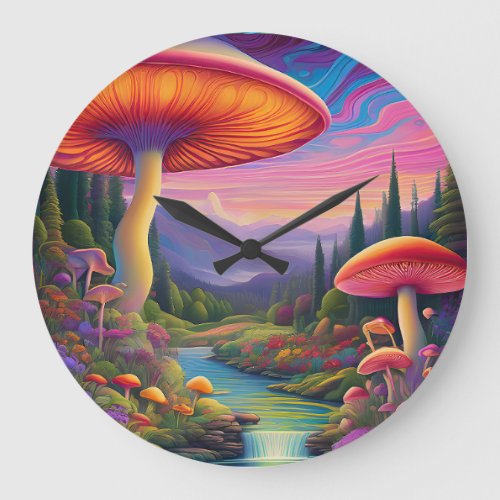 Trippy Mushroom Fantasy Wall Clock