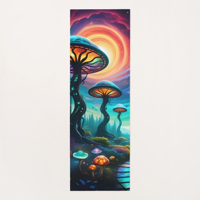 Trippy Mushroom Planet II Yoga Mat (Back)