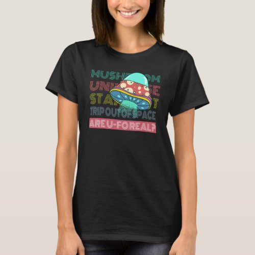 Trippy Mushroom Psychedelic Psilocybin Spaceship V T_Shirt