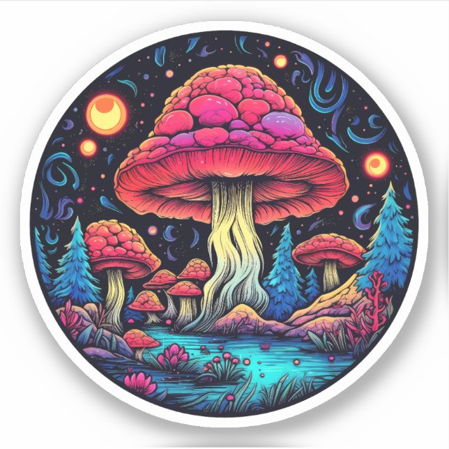 Trippy Mushroom Sticker: A Psychedelic Delight Sticker (Front)