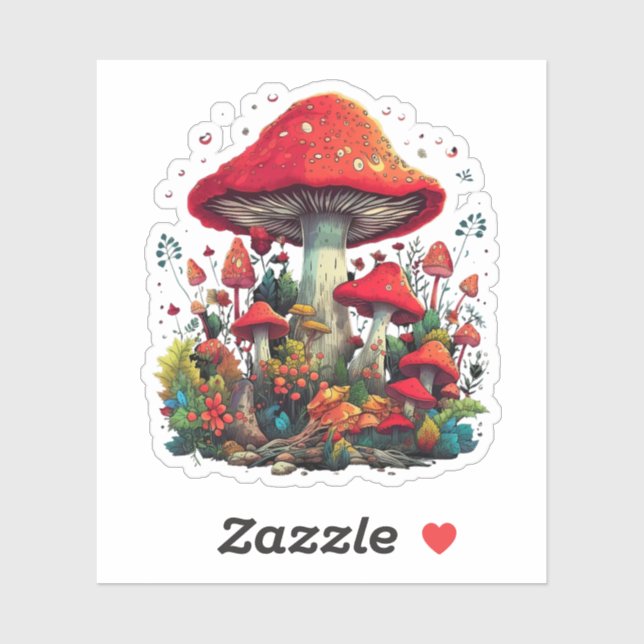 Trippy Mushroom Sticker, Psychedelic Delight Sticker (Sheet)