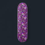 Trippy Mushrooms Purple, Pink, & Black Skateboard<br><div class="desc">This skateboard deck is decorated with trippy,  psychedelic illustrated mushrooms and flowers in shades of hot pink and bold purple against a black background.</div>