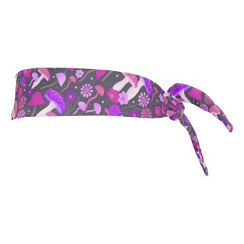 Trippy Mushrooms Purple  Pink  & Black Tie Headband by dulceevents at Zazzle