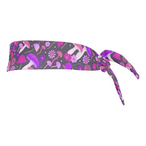 Trippy Mushrooms Purple Pink  Black Tie Headband