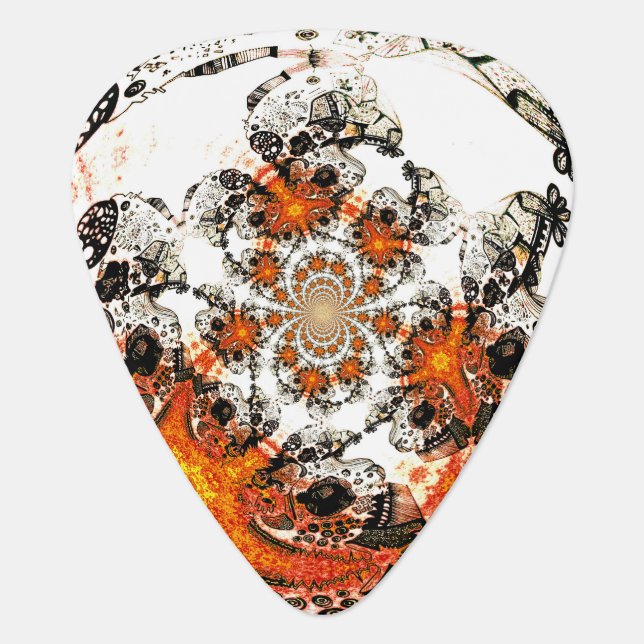 Trippy Orange Black Ink  Guitar Pick (Front)