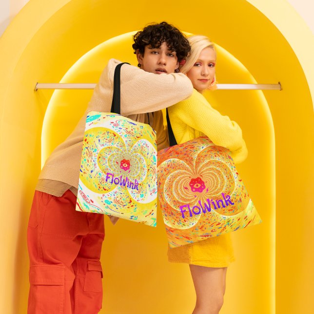 Trippy Orange Funky Tote Bag (Creator Uploaded)