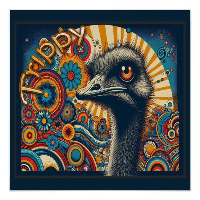 Trippy Ostrich Glossy Poster (Front)