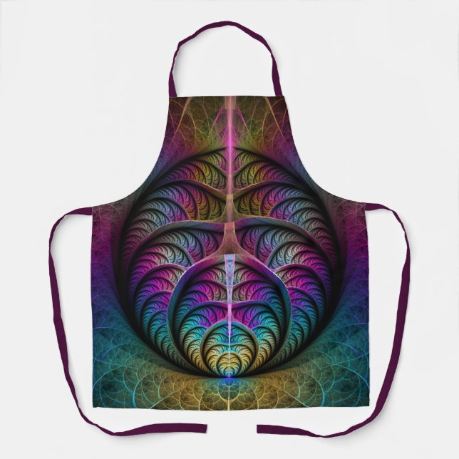 Trippy Patterned Colorful Abstract Fractal Art Apron (Front)