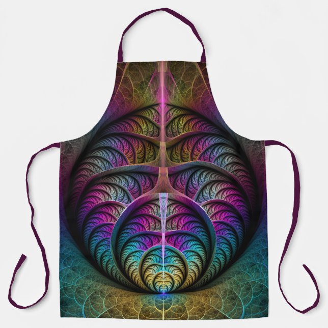 Trippy Patterned Colorful Abstract Fractal Art Apron (Front)