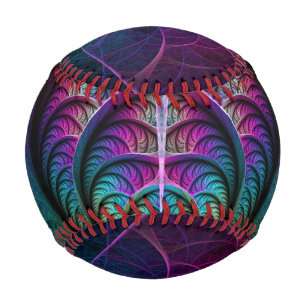 Trippy Patterned Colorful Abstract Fractal Art Baseball