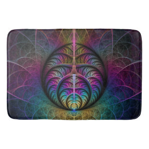 Trippy Patterned Colorful Abstract Fractal Art Bath Mat