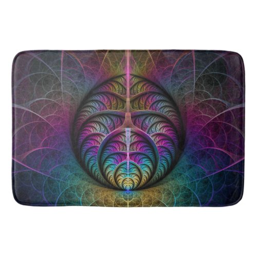 Trippy Patterned Colorful Abstract Fractal Art Bath Mat