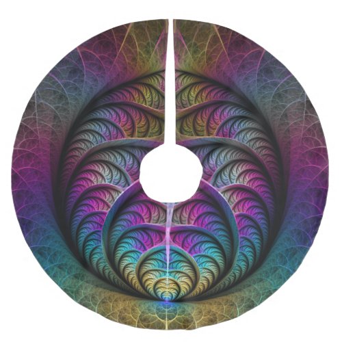 Trippy Patterned Colorful Abstract Fractal Art Brushed Polyester Tree Skirt