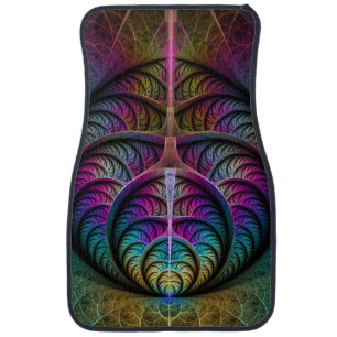 Trippy Patterned Colorful Abstract Fractal Art Car Floor Mat