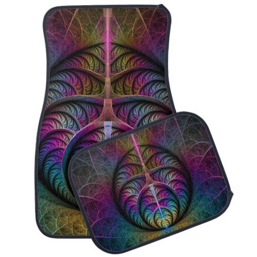 Trippy Patterned Colorful Abstract Fractal Art Car Floor Mat