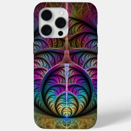 Trippy Patterned Colorful Abstract Fractal Art iPhone 15 Pro Max Case