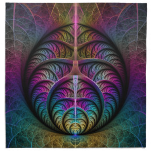 Trippy Patterned Colorful Abstract Fractal Art Cloth Napkin