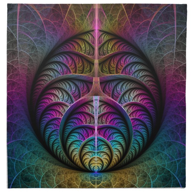 Trippy Patterned Colorful Abstract Fractal Art Cloth Napkin (Front)