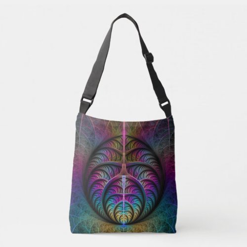 Trippy Patterned Colorful Abstract Fractal Art Crossbody Bag
