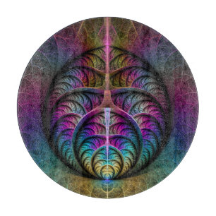 Trippy Patterned Colorful Abstract Fractal Art Cutting Board