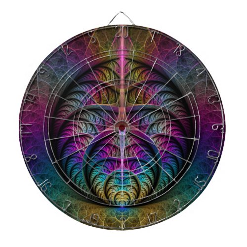 Trippy Patterned Colorful Abstract Fractal Art Dart Board