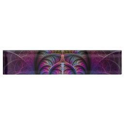 Trippy Patterned Colorful Abstract Fractal Art Desk Name Plate