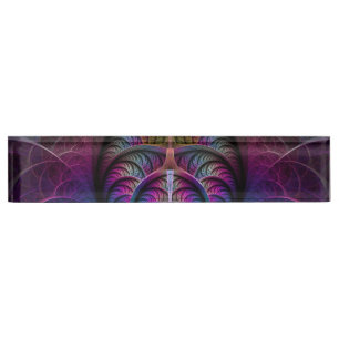 Trippy Patterned Colorful Abstract Fractal Art Desk Name Plate