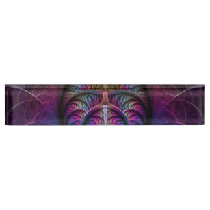 Trippy Patterned Colorful Abstract Fractal Art Desk Name Plate