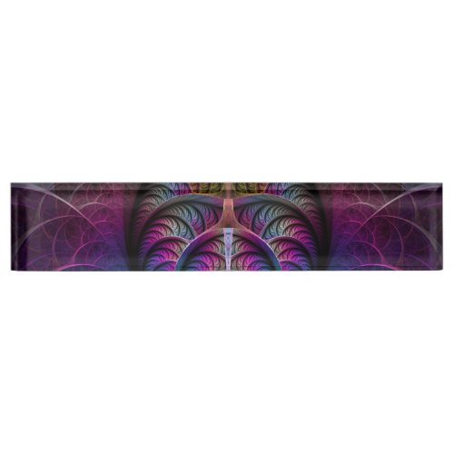 Trippy Patterned Colorful Abstract Fractal Art Desk Name Plate