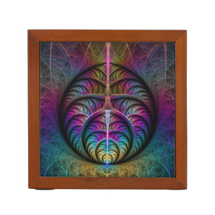 Trippy Patterned Colorful Abstract Fractal Art Desk Organizer