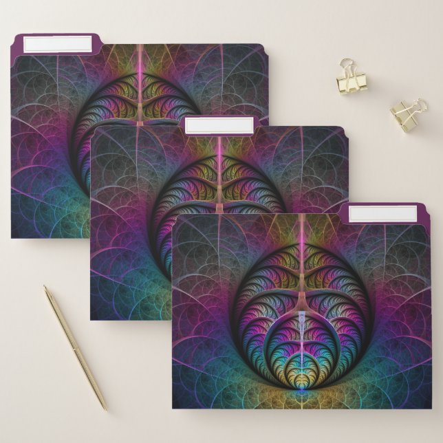 Trippy Patterned Colorful Abstract Fractal Art File Folder (Set)