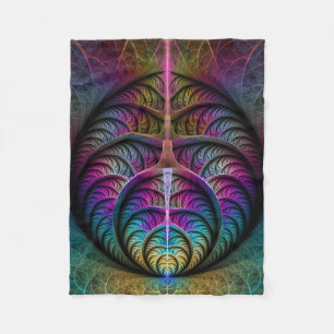Trippy Patterned Colorful Abstract Fractal Art Fleece Blanket