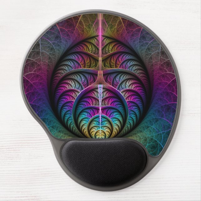 Trippy Patterned Colorful Abstract Fractal Art Gel Mouse Pad (Front)