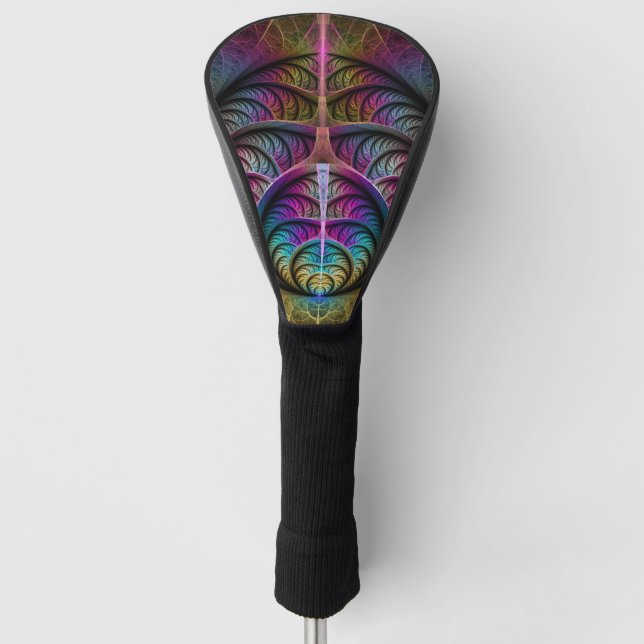 Trippy Patterned Colorful Abstract Fractal Art Golf Head Cover (Front)