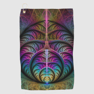 Trippy Patterned Colorful Abstract Fractal Art Golf Towel