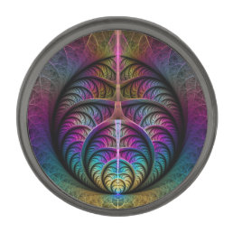 Trippy Patterned Colorful Abstract Fractal Art Gunmetal Finish Lapel Pin