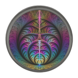 Trippy Patterned Colorful Abstract Fractal Art Gunmetal Finish Lapel Pin