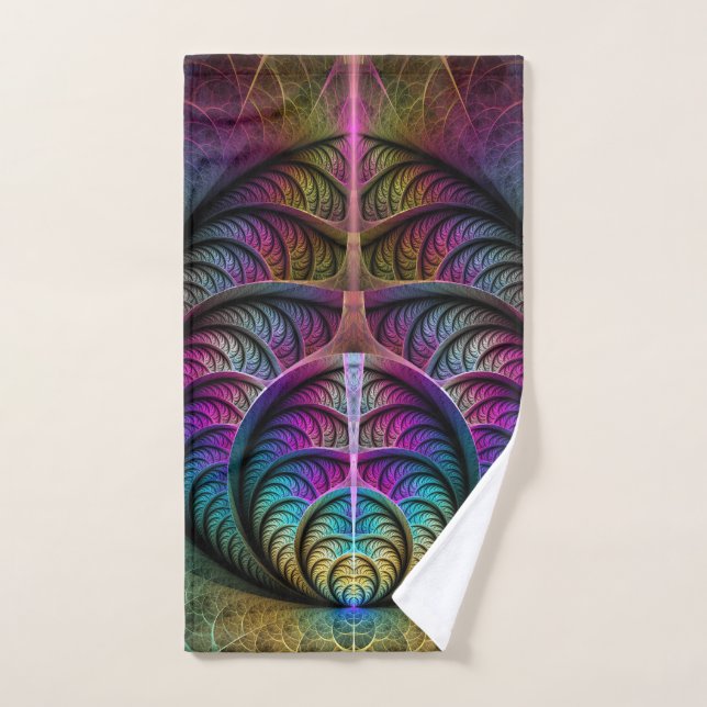 Trippy Patterned Colorful Abstract Fractal Art Hand Towel (Hand Towel)